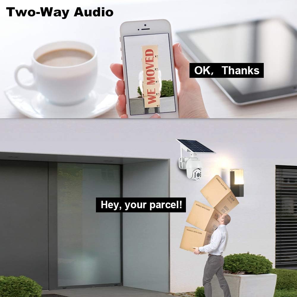 Wireless Solar Security Camera 1080P Night Vision 2-Way Audio W493677