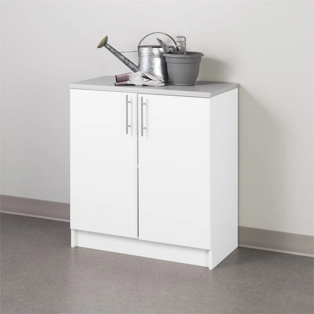 White Engineered Wood Base Cabinet with Melamine Countertop Y2997
