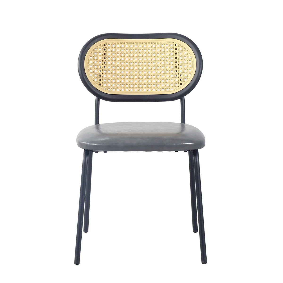 Light Gray Set of 4 Upholstered Dining Chairs with Black Metal Legs Y187820