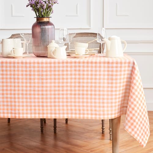 100% Pure Linen Checkered Tablecloth 60 x 132 Inch P11706