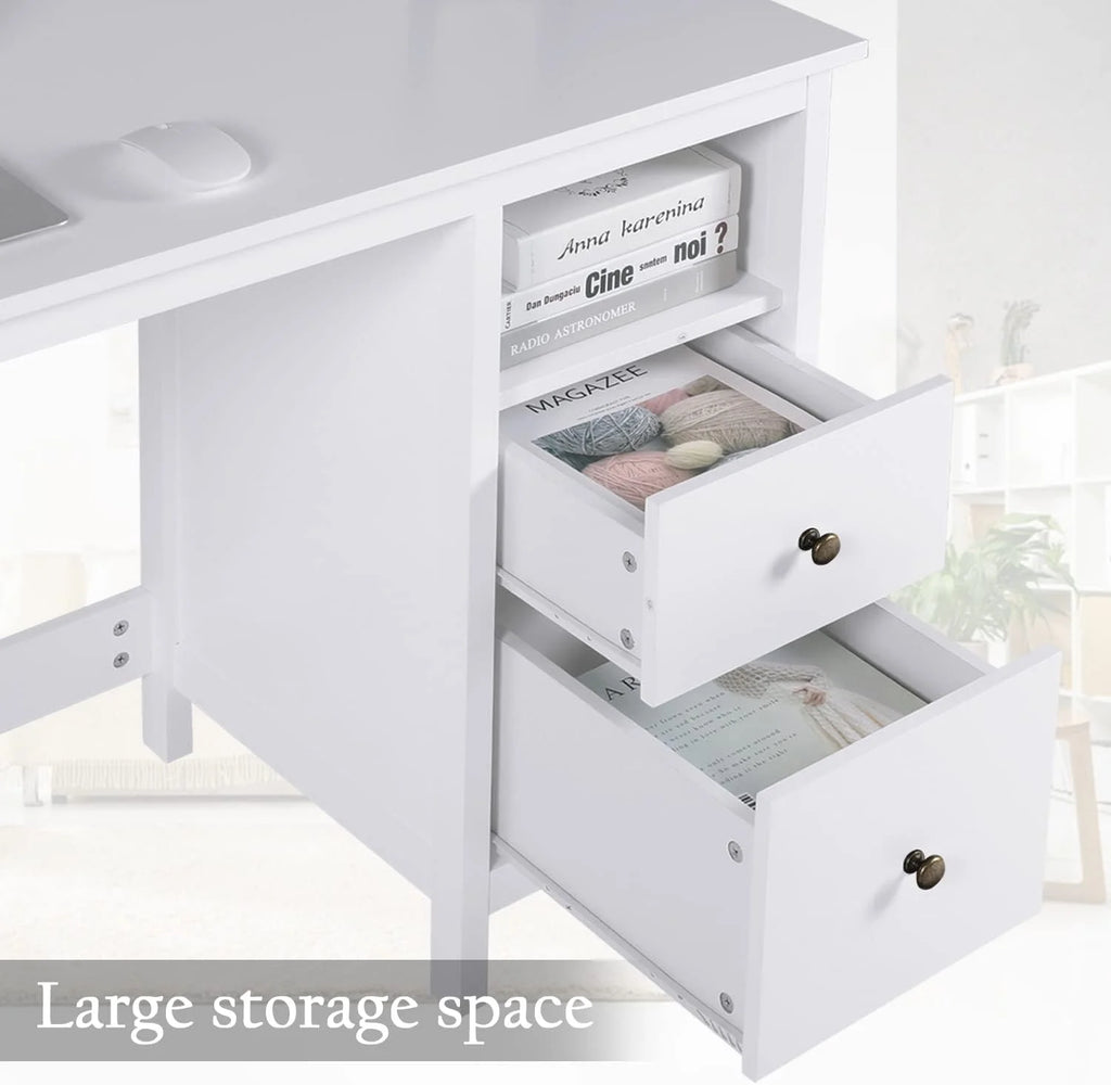 White Writing Desk with Drawers N99070