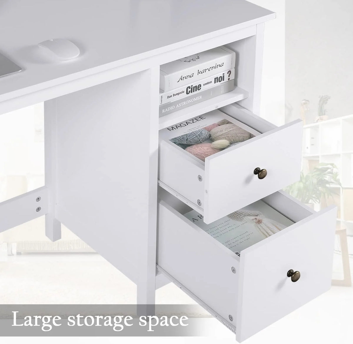 White Writing Desk with Drawers N99070