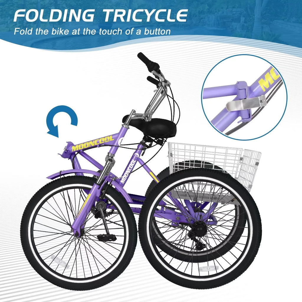 20/24/26 inch Wheels 7 Speed Adult Tricycle E861