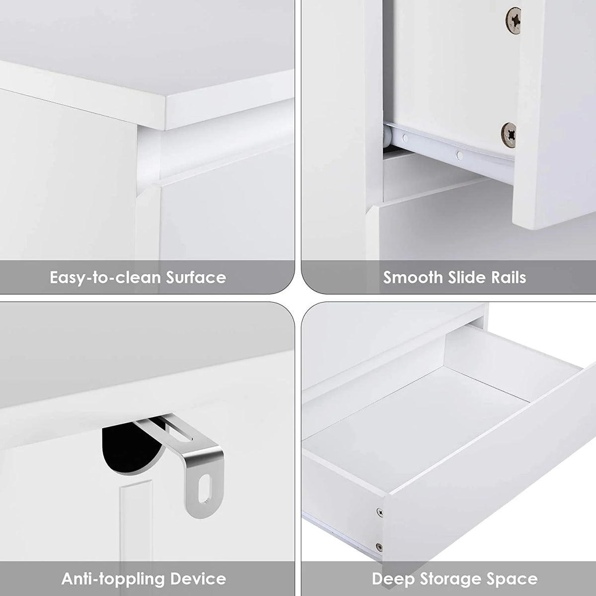White 4 Drawer Wood Dresser F7033
