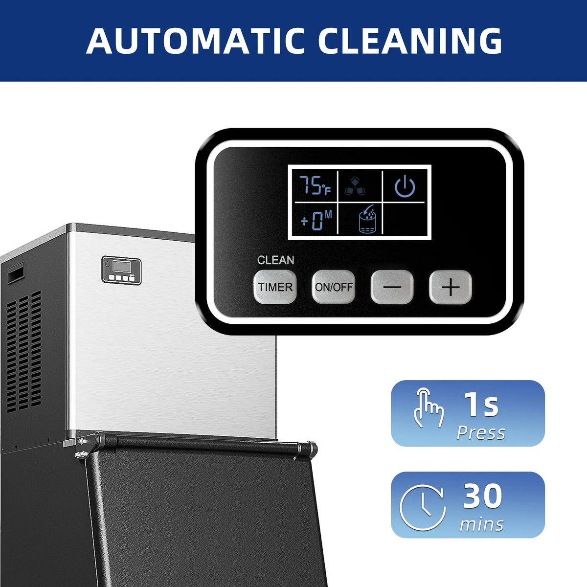 Commercial Ice Maker Machine, Stainless Steel Clear Ice Cube Maker O895