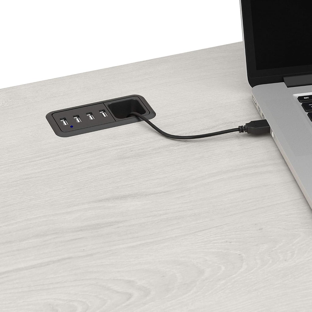 L Shape Desk, 60W, Linen White Oak Z87116