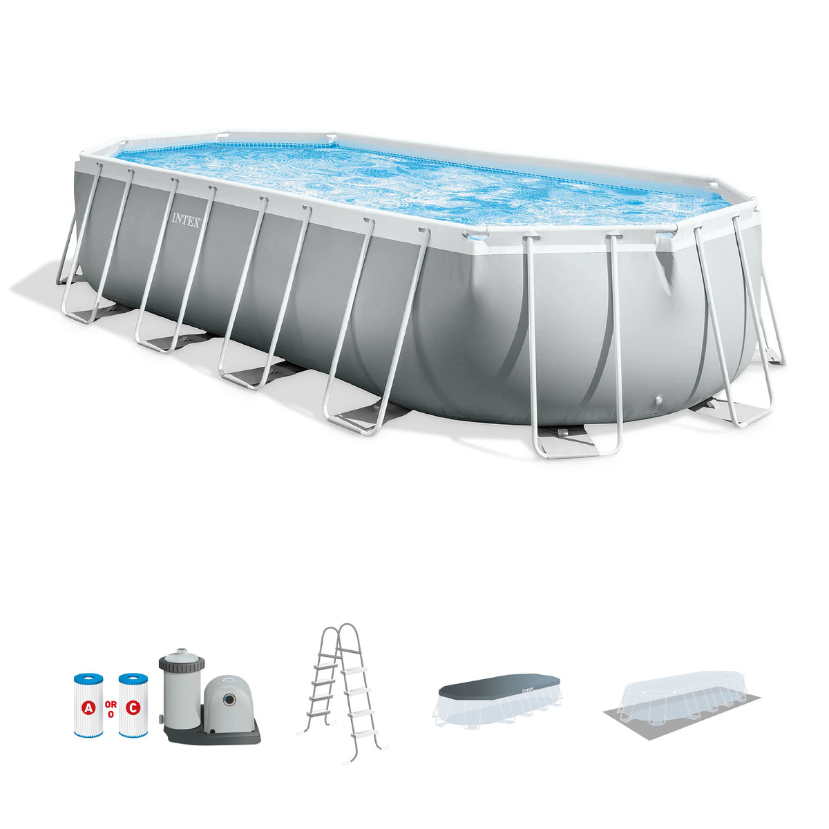 16.5ft x 9ft x 48in Oval Above Ground Pool Set with Pump V6003