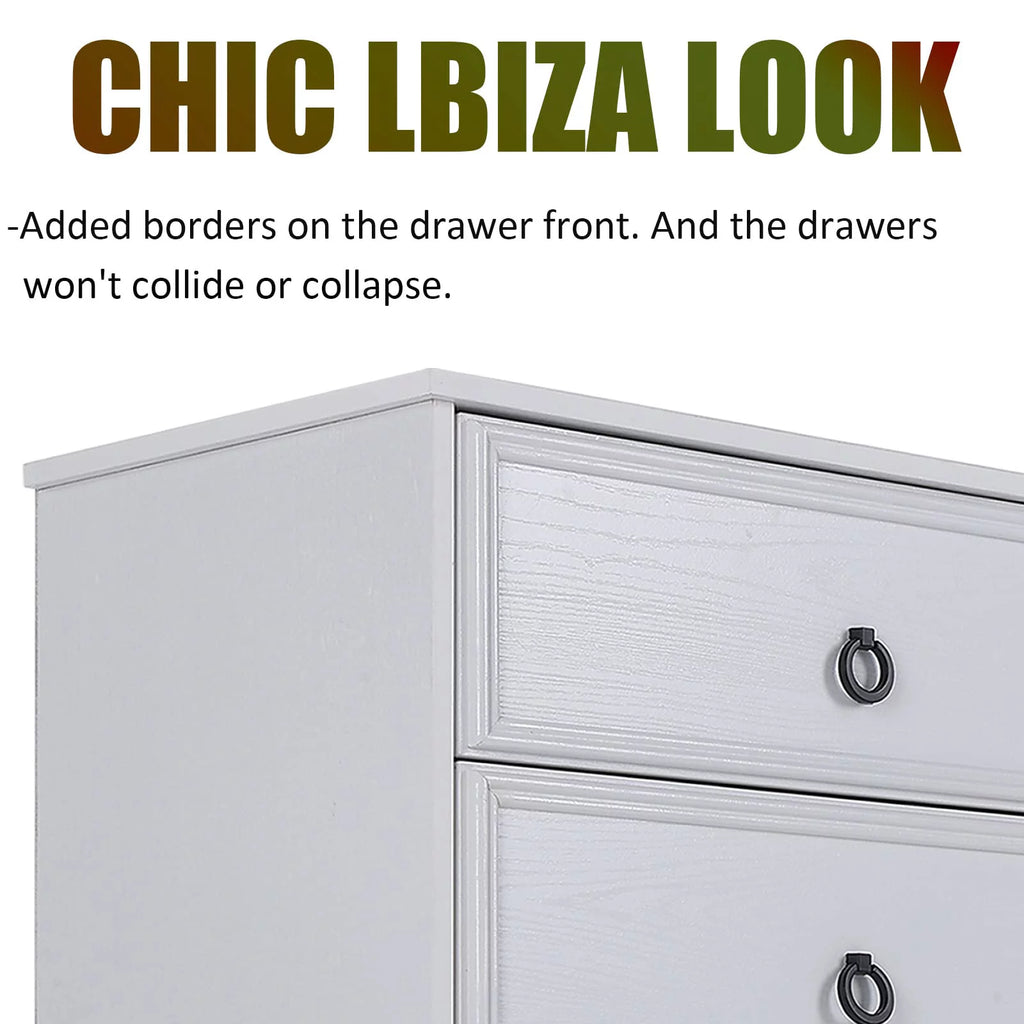 White 6 Drawer Wood Dresser K443