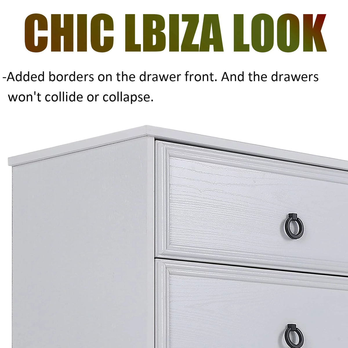 White 6 Drawer Wood Dresser K443