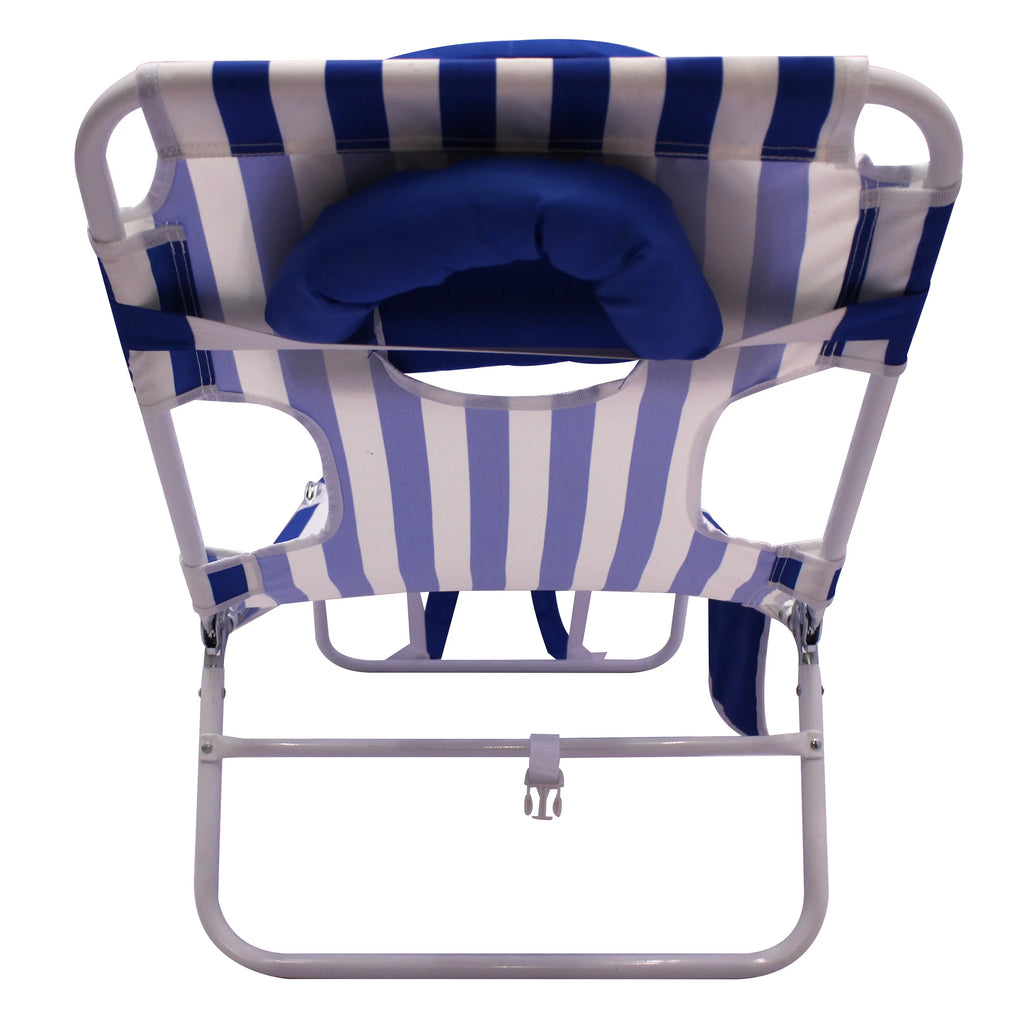 Blue & White Stripe Folding Beach Lounger 2-Pack I42607