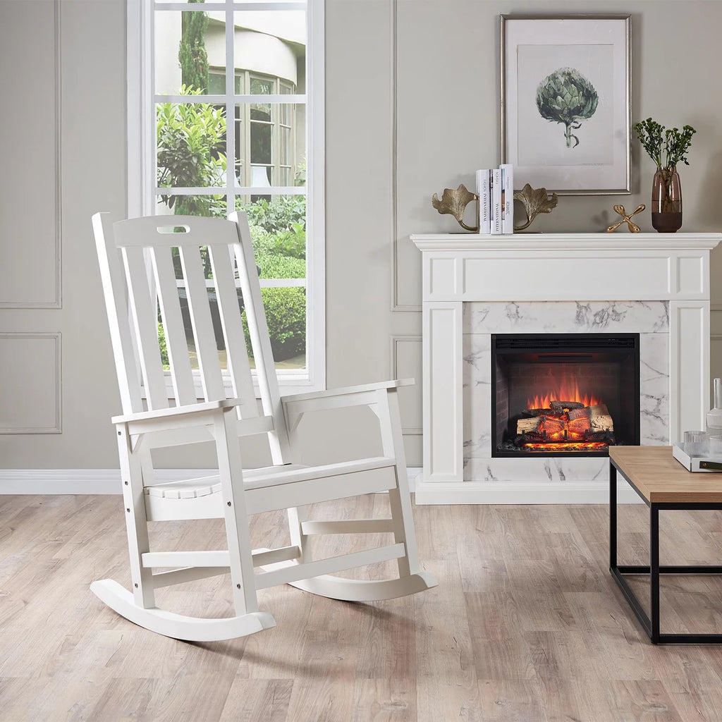 White Poly Lumber Rocking Chair with High Back O859
