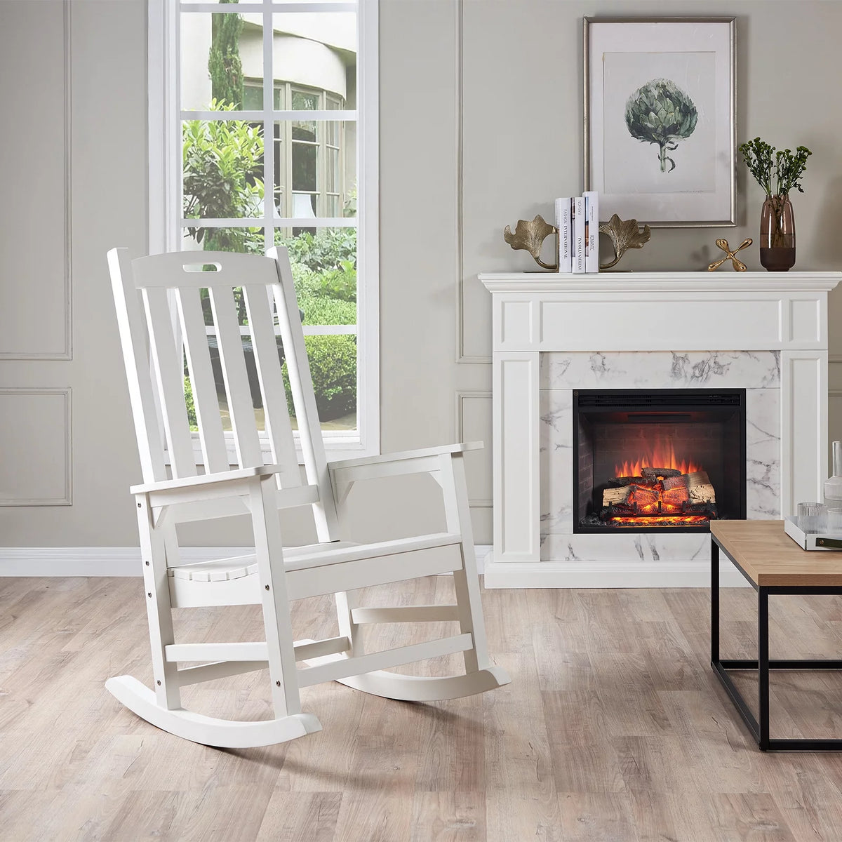 White Poly Lumber Rocking Chair with High Back O859