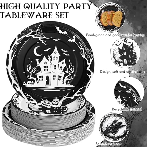 500 Pcs Halloween Party Supplies Plates Cups Napkins and Cutlery Set F848