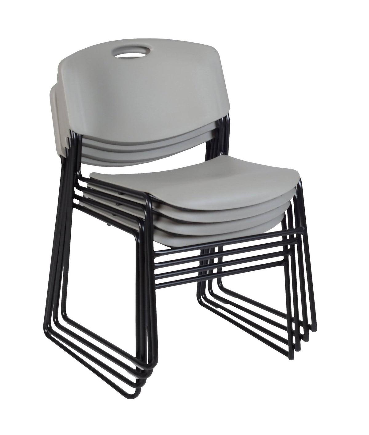 Cherry Square Breakroom Table & 4 Grey Stack Chairs F5946