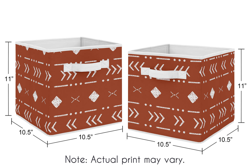 Rust and White Fabric Storage Bins Set of 2 G498946