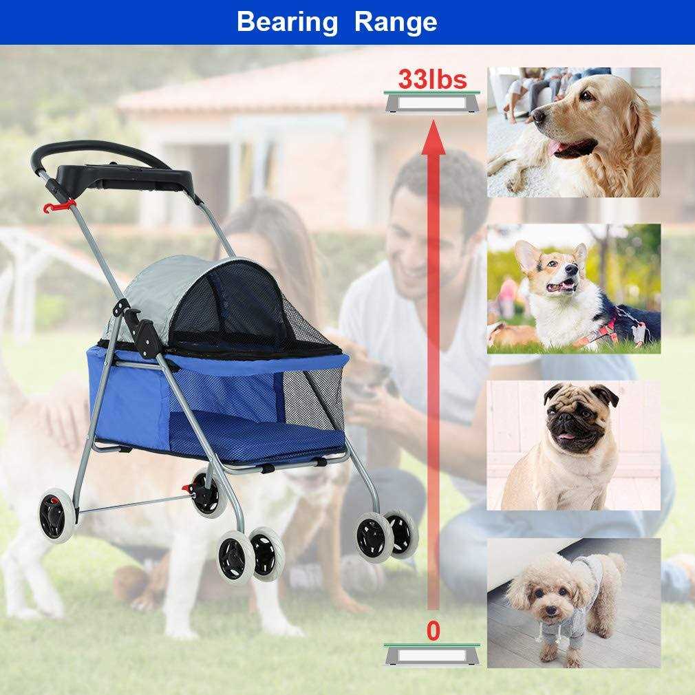 4 Wheels Folding Waterproof Pet Stroller with Cup Holder T20487