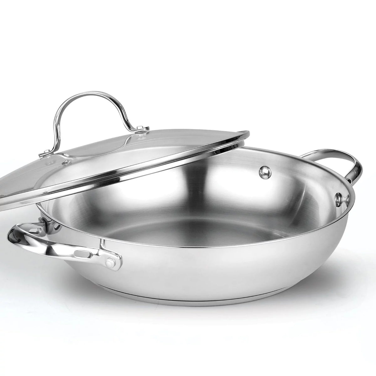 Stainless Steel 12-Inch Wok Stir Fry Pan with Glass Lid I917590