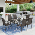 7 Pieces Outdoor Wicker Dining Set with 6 Chairs and Metal Table E886292