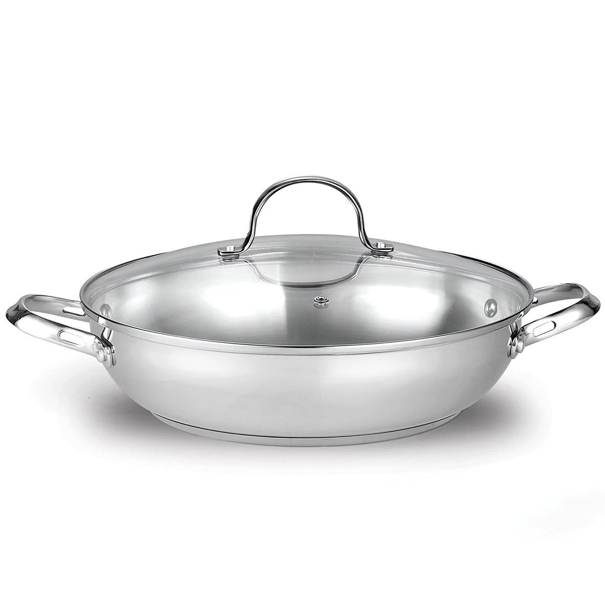 Stainless Steel 12-Inch Wok Stir Fry Pan with Glass Lid I917590