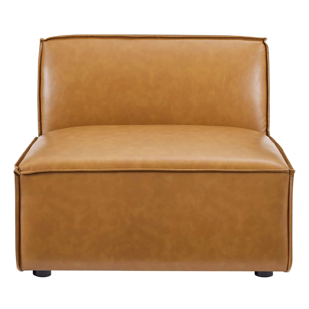 Tan 6-Piece Vegan Leather Sectional Sofa C78729