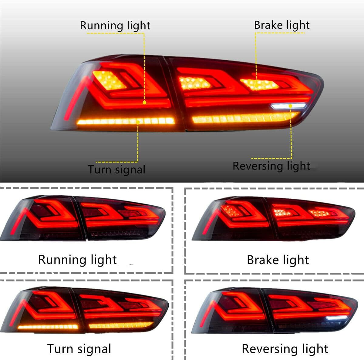 LED Smoked Tail Lights for Mitsubishi Lancer EVO X 2008-2017 C95632