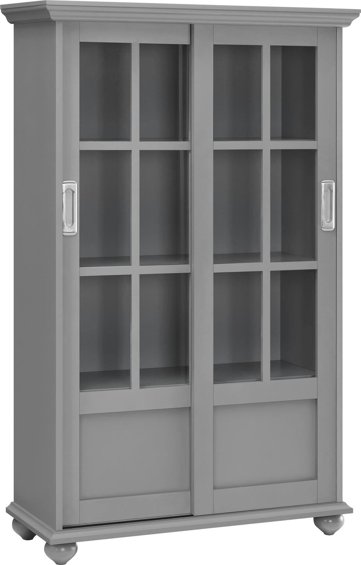 Soft Gray Bookcase with Sliding Glass Doors J21112
