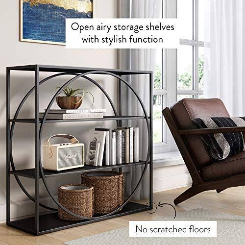 Black 4-Shelf Geometric Bookcase X1539