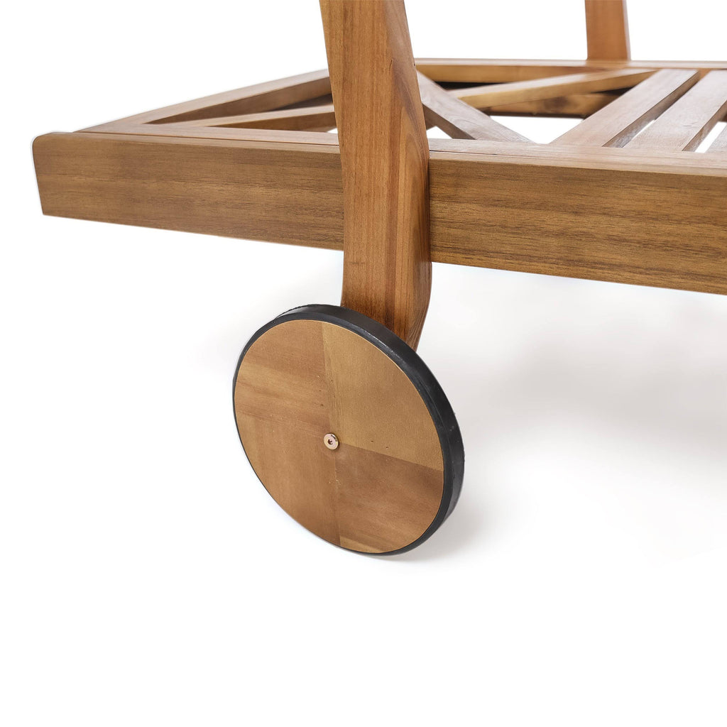 Teak Finished Acacia Wood Chaise Lounge Y4551
