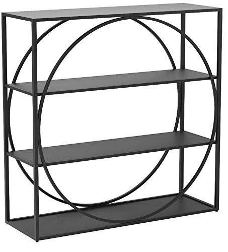Black 4-Shelf Geometric Bookcase X1539