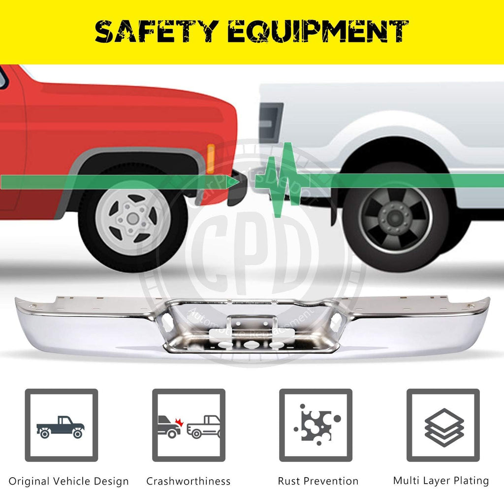 Rear Bumper Chrome Face Bar Steel Pickup Replacement P387121