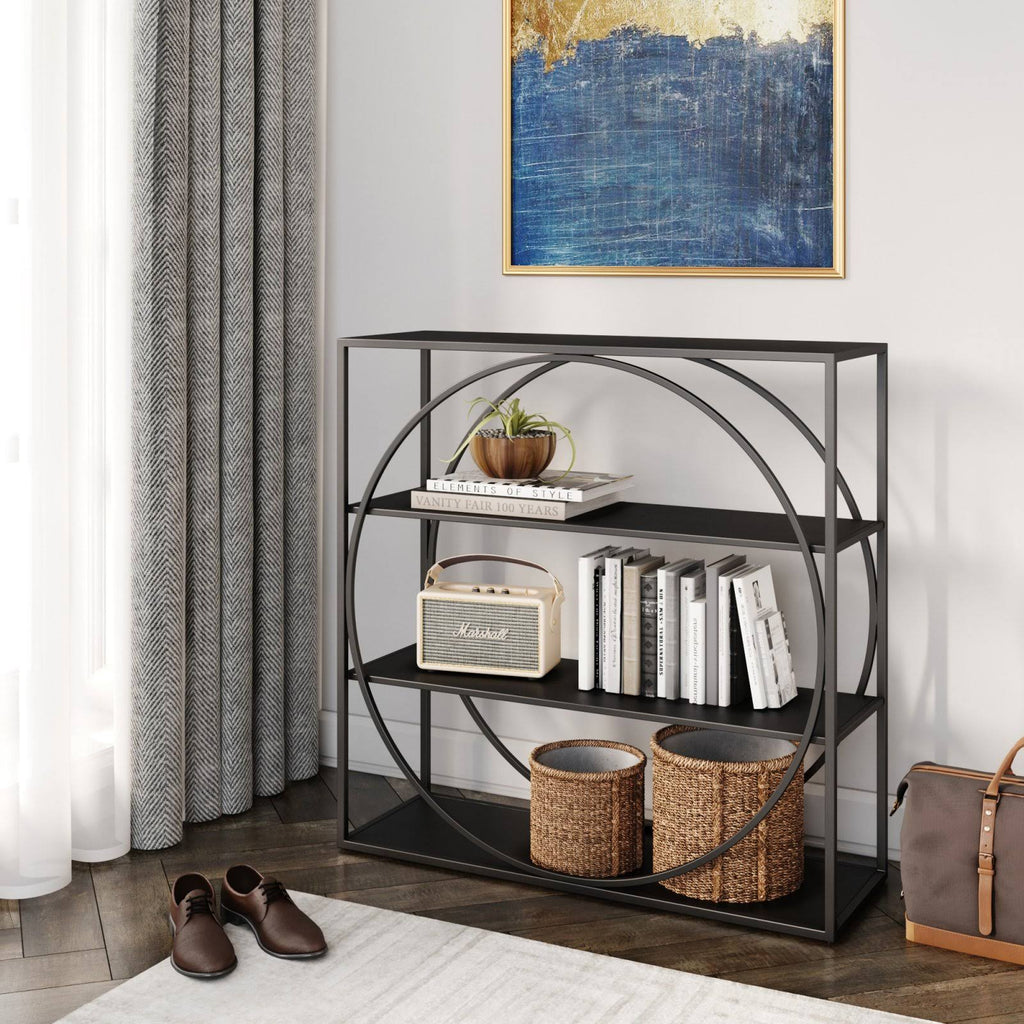 Black 4-Shelf Geometric Bookcase X1539