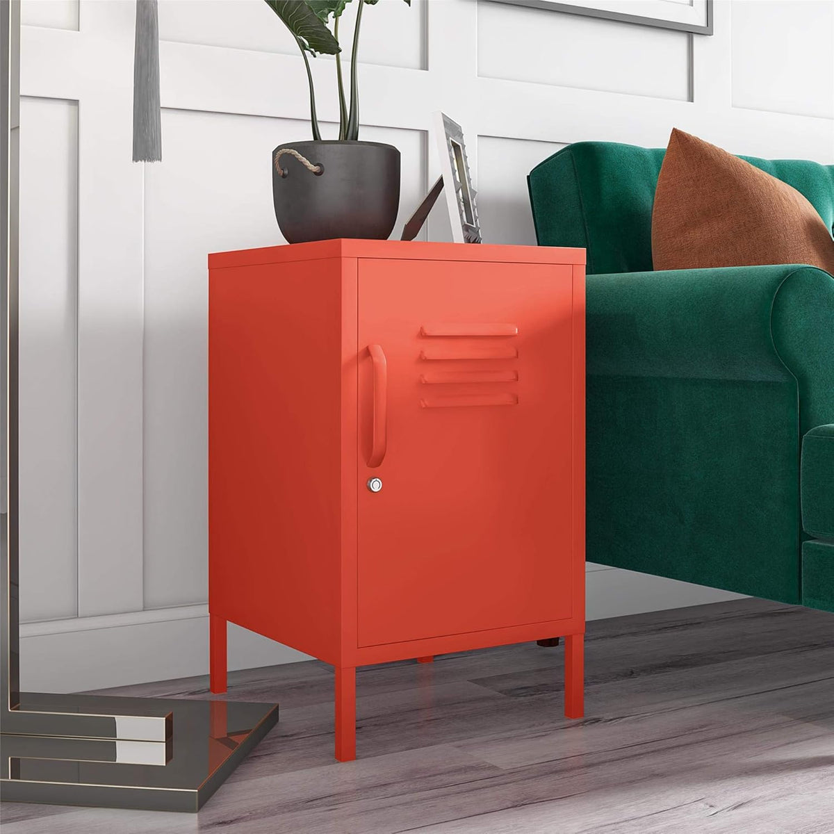 Orange Metal Locker End Table K1637