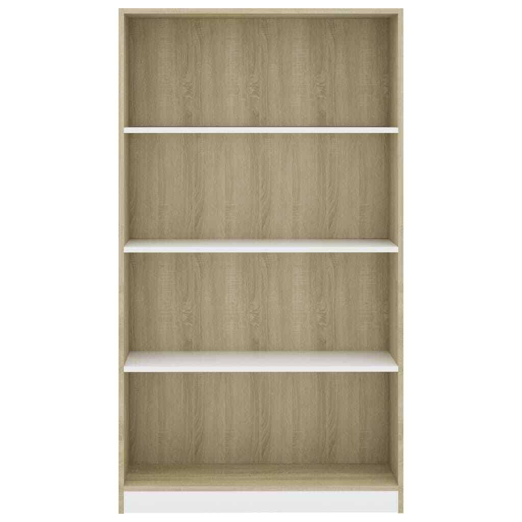 White and Sonoma Oak 4-Tier Book Cabinet T732