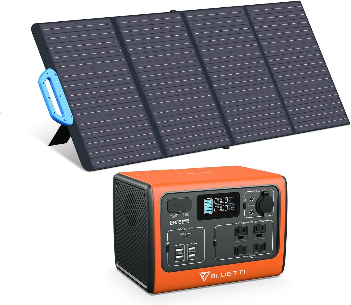 700W 537Wh Portable Power Station with 120W Foldable Solar Panel H950193