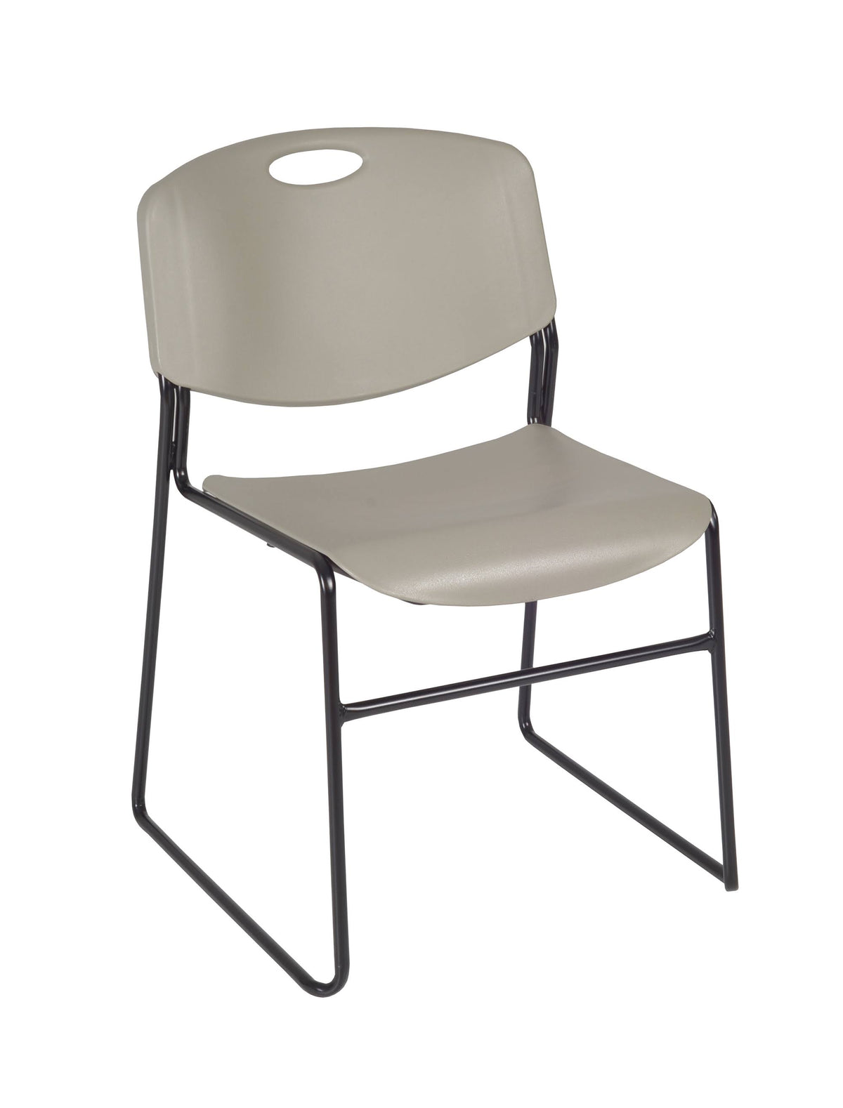 Cherry Square Breakroom Table & 4 Grey Stack Chairs F5946