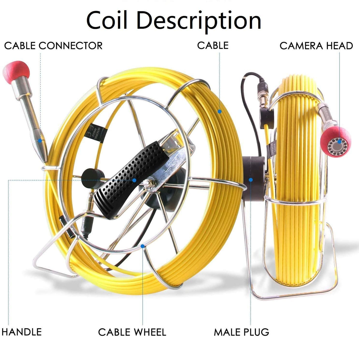 50m Drain Pipe Inspection Camera with 7 Inches LCD Monitor U8918