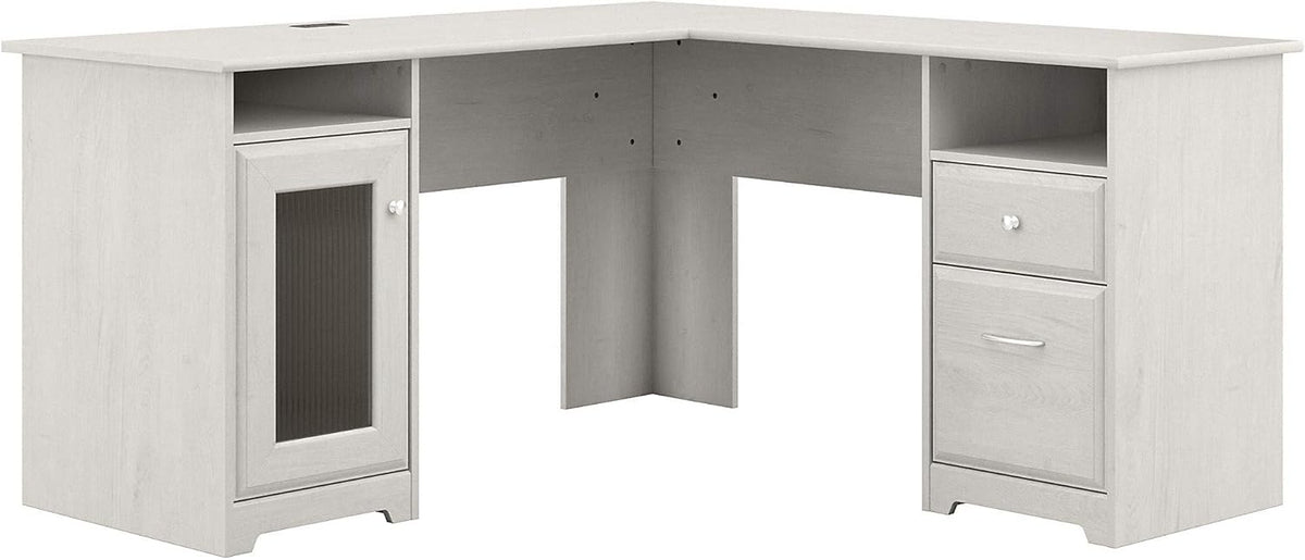 L Shape Desk, 60W, Linen White Oak Z87116