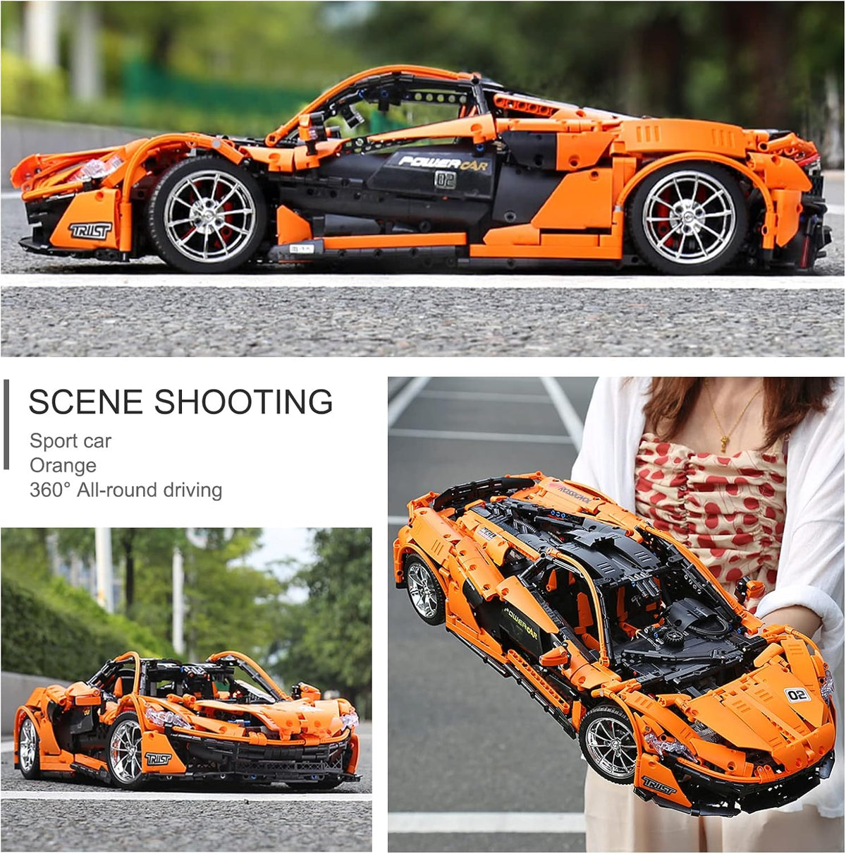 RC Sports Car Building Kit, 3228 Pieces 1:8 Scale O8839