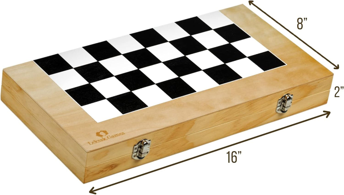 16'' Wooden Chess Checkers Backgammon Set Y292765