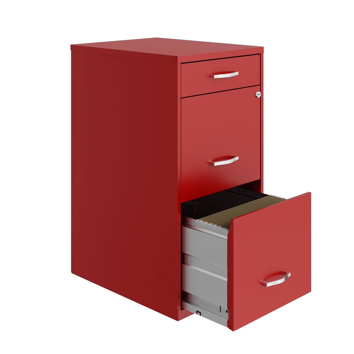 18in Deep 3 Drawer Metal File Cabinet Red H54706