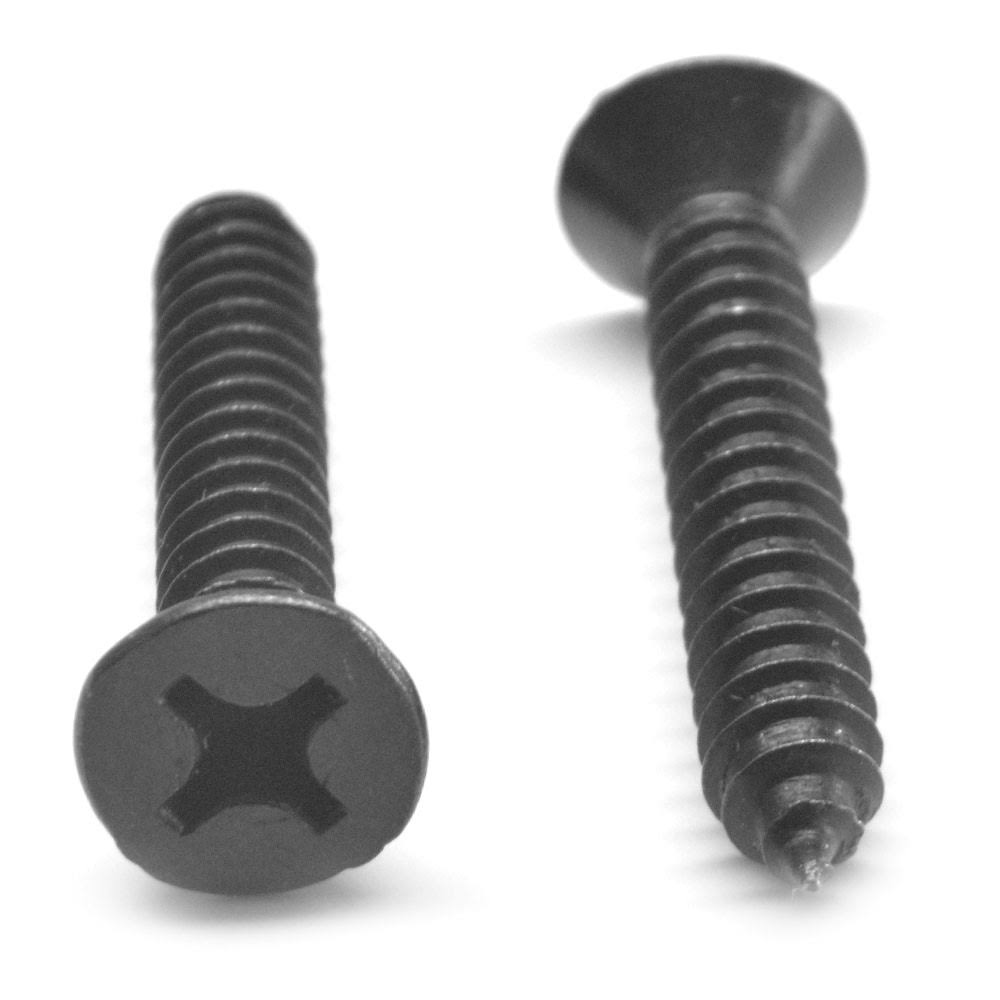#10-16 x 3/4 Phillips Flat Head Sheet Metal Screw Black Zinc Plated I574219
