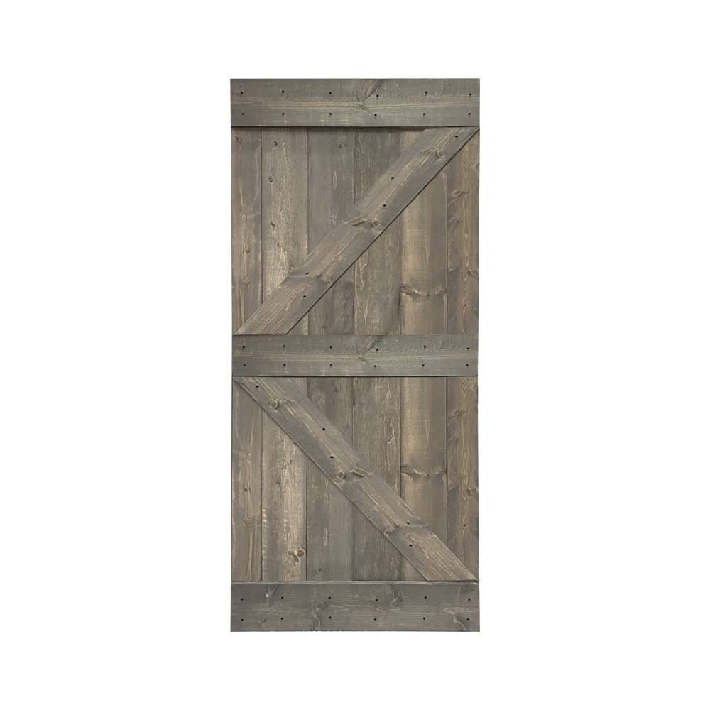 30 in. x 84 in. Red Walnut Stained Solid Pine Wood Interior Sliding Barn Door Slab Y675664
