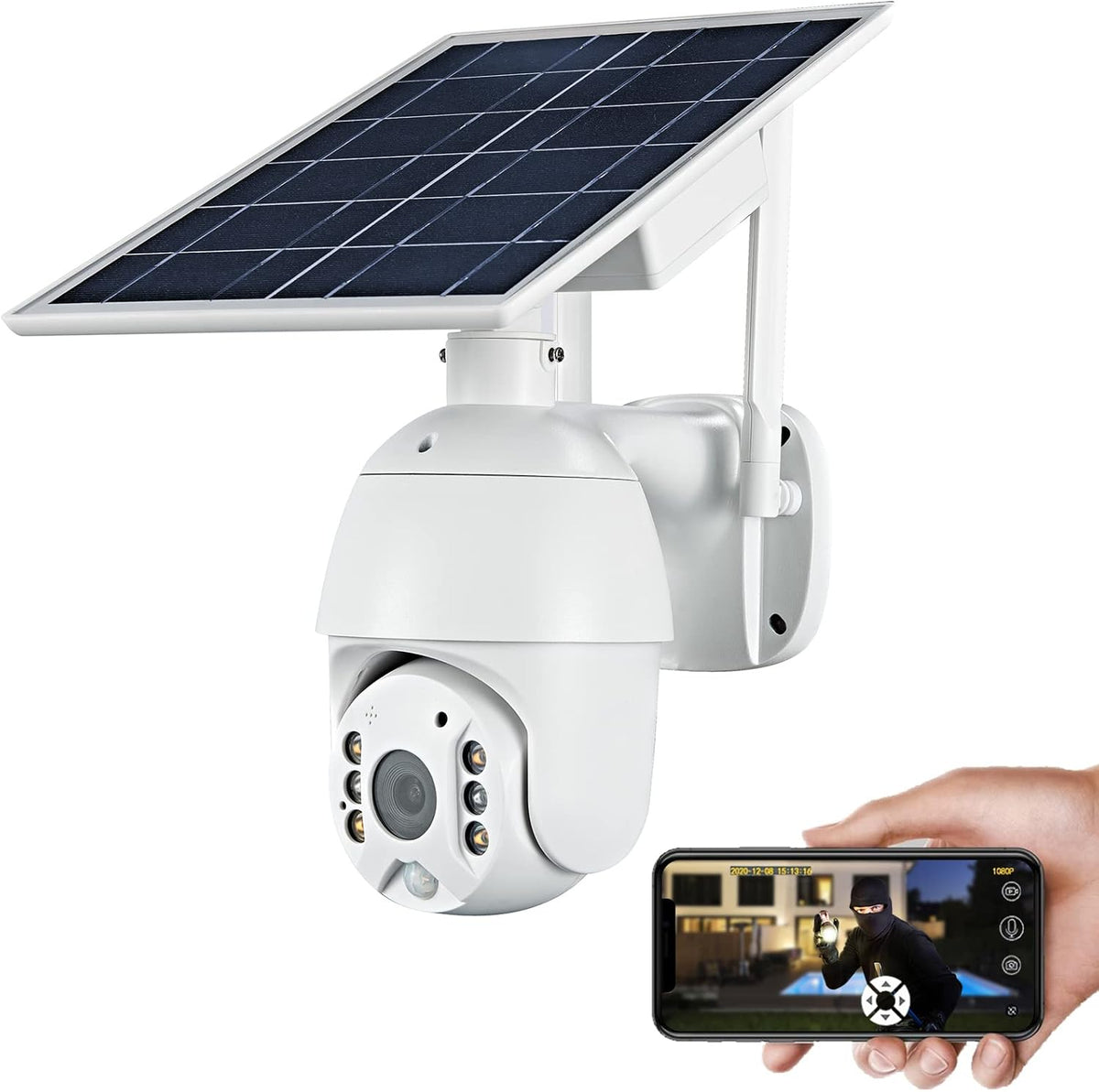 Wireless Solar Security Camera 1080P Night Vision 2-Way Audio W493677