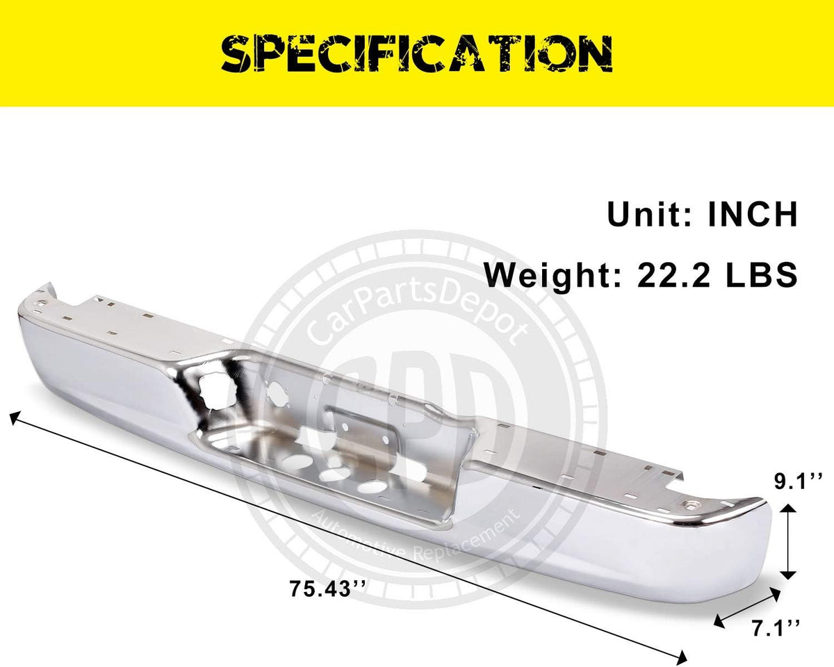 Rear Bumper Chrome Face Bar Steel Pickup Replacement P387121