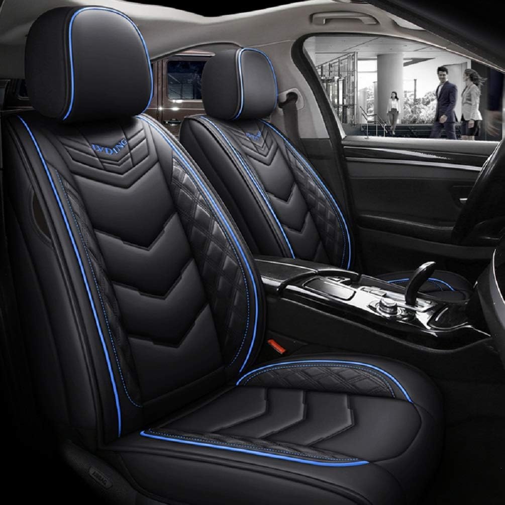 PU Leather Car Seat Cover 5-Seater Black-red B872