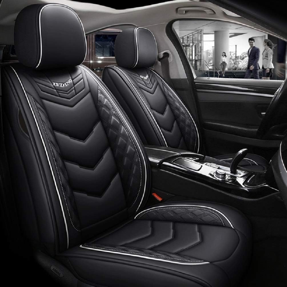 PU Leather Car Seat Cover 5-Seater Black-red B872