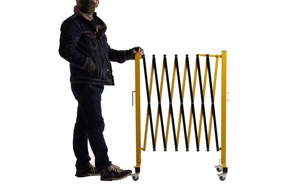 Expandable Metal Barricade, 11 Feet, Yellow and Black D601143