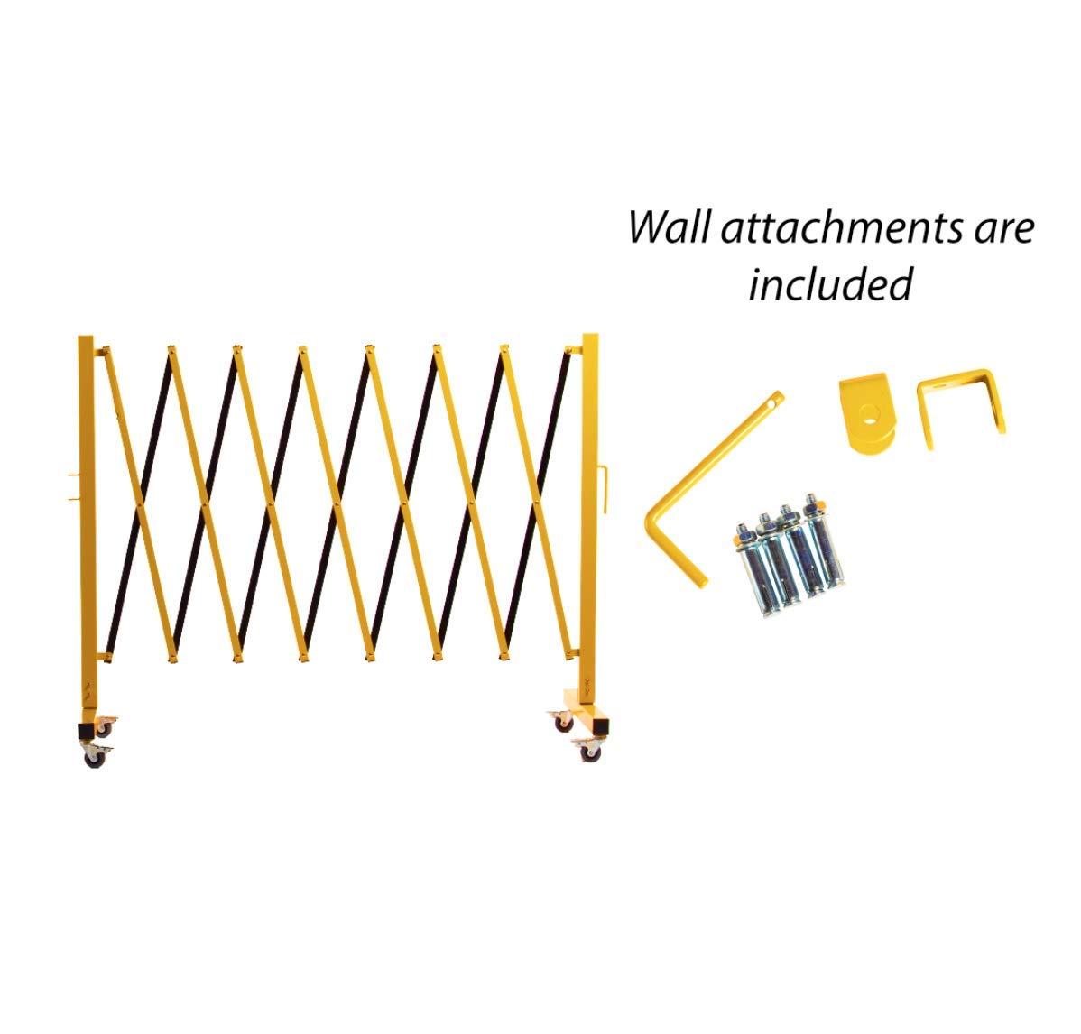 Expandable Metal Barricade, 11 Feet, Yellow and Black D601143