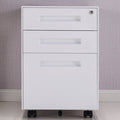 Black 3-Drawer Mobile Metal File Cabinet with Lock and Keys B727686