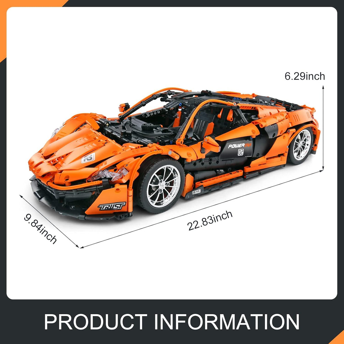 RC Sports Car Building Kit, 3228 Pieces 1:8 Scale O8839